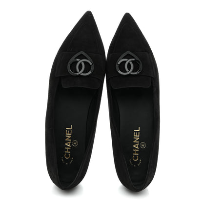 Chanel Suede Heart CC Loafers 40.5 Black 2 of 9