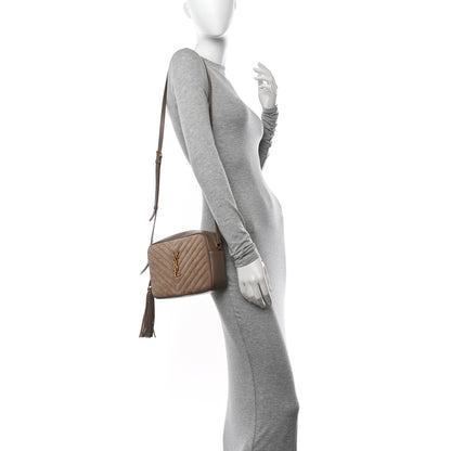 Saint Laurent Suede Matelasse Monogram Lou Camera Bag Taupe 2 of 11