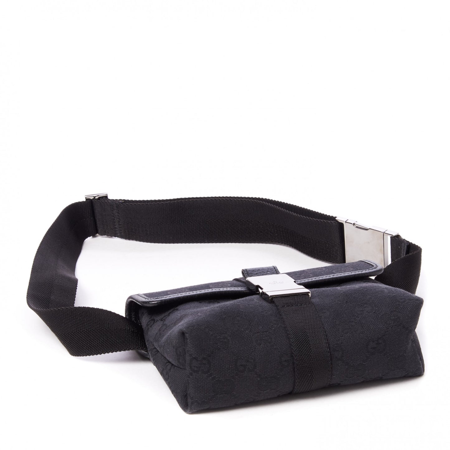 GG Monogram Web Buckle Belt Bag Black
