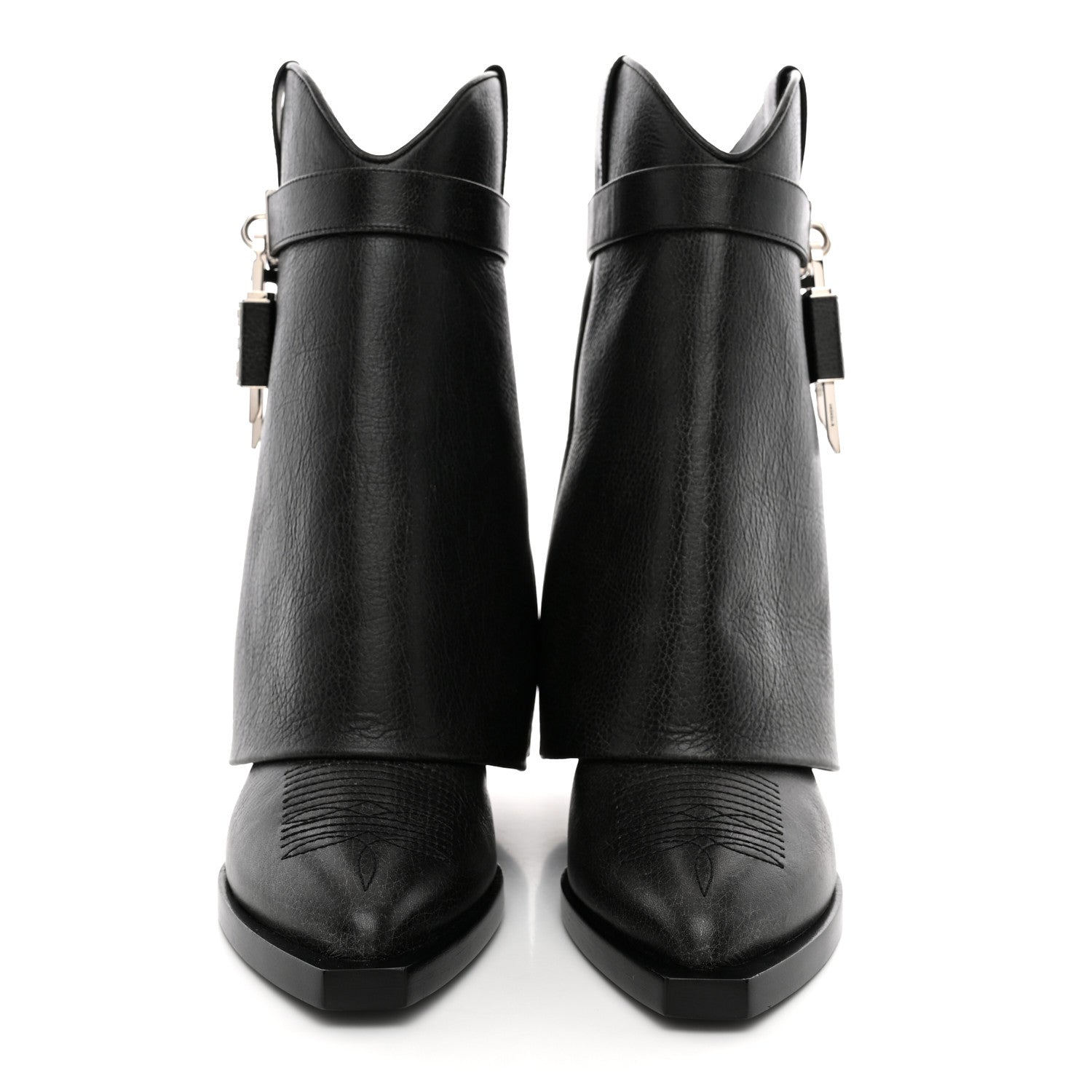 Givenchy Aged Calfskin Cowboy Shark Lock Ankle Boots  36 Black 3 of 8