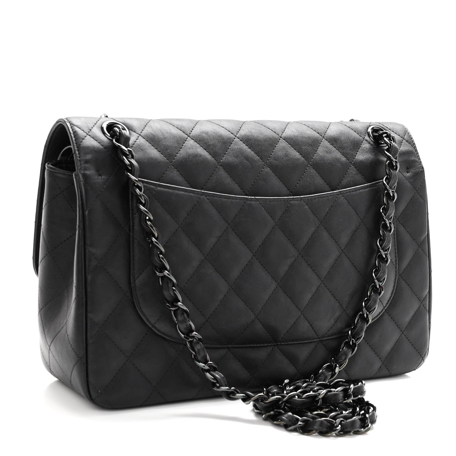 Chanel Crumpled Calfskin Quilted Jumbo Double Flap So Black 3 of 10