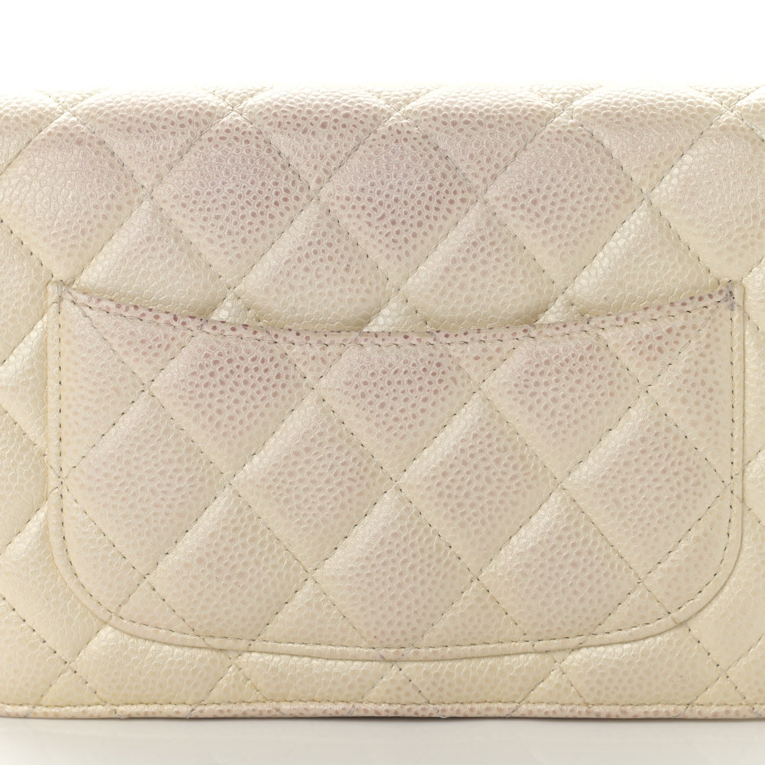 Chanel Iridescent Caviar Quilted Wallet On Chain WOC Ivory 13 of 14