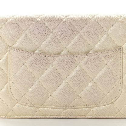 Chanel Iridescent Caviar Quilted Wallet On Chain WOC Ivory 13 of 14