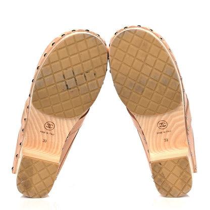Chanel Calfskin Cut Out CC Turn Lock Clogs 39 Beige 5 of 7