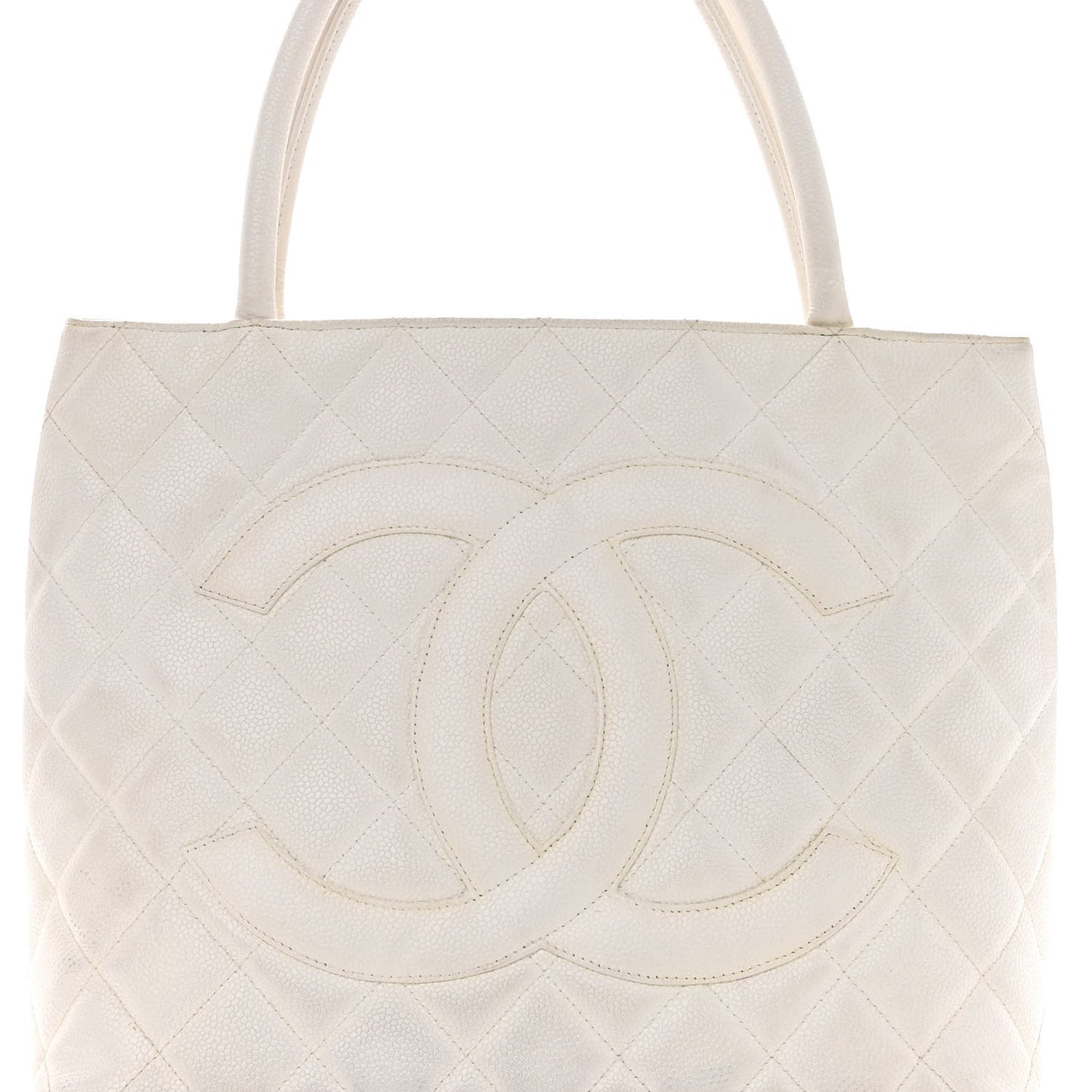 Caviar Quilted Medallion Tote White