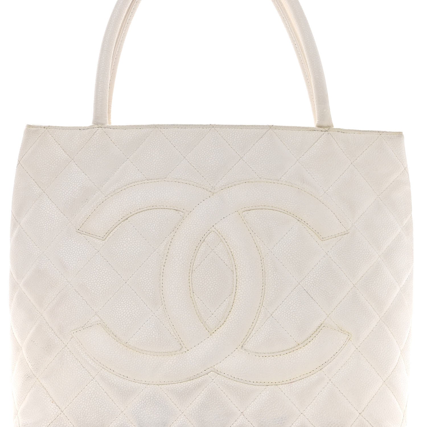 Chanel Caviar Quilted Medallion Tote White 9 of 12