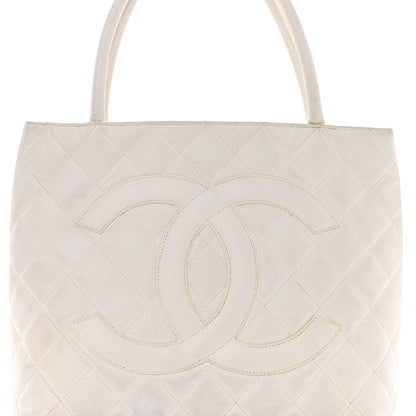 Chanel Caviar Quilted Medallion Tote White 9 of 12