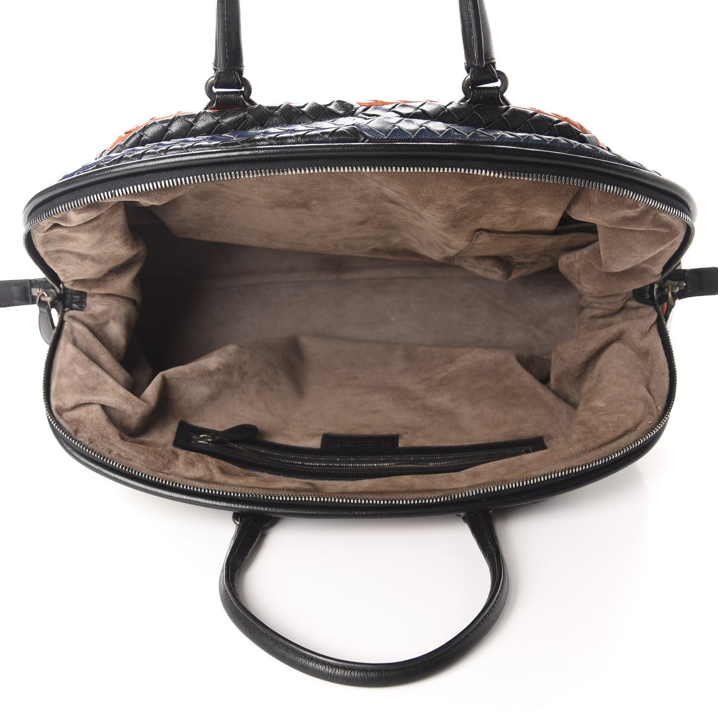 Shiny Goatskin Intrecciato Frame Bowling Bag Multicolor