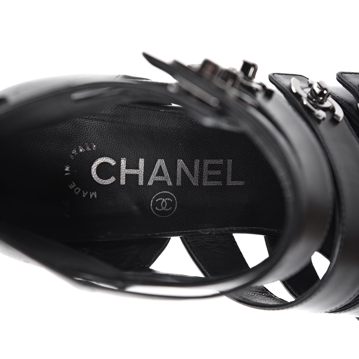 Chanel Calfskin CC Turnlock Sandals 38.5 Black 6 of 7