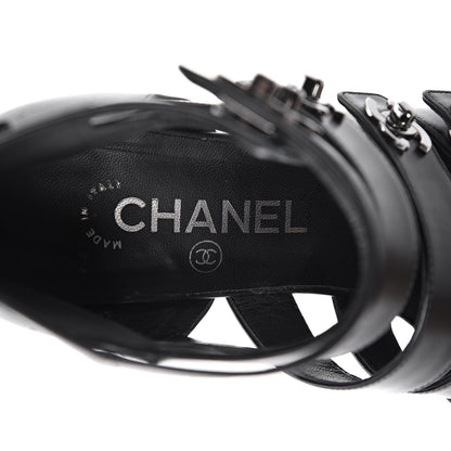 Chanel Calfskin CC Turnlock Sandals 38.5 Black 6 of 7