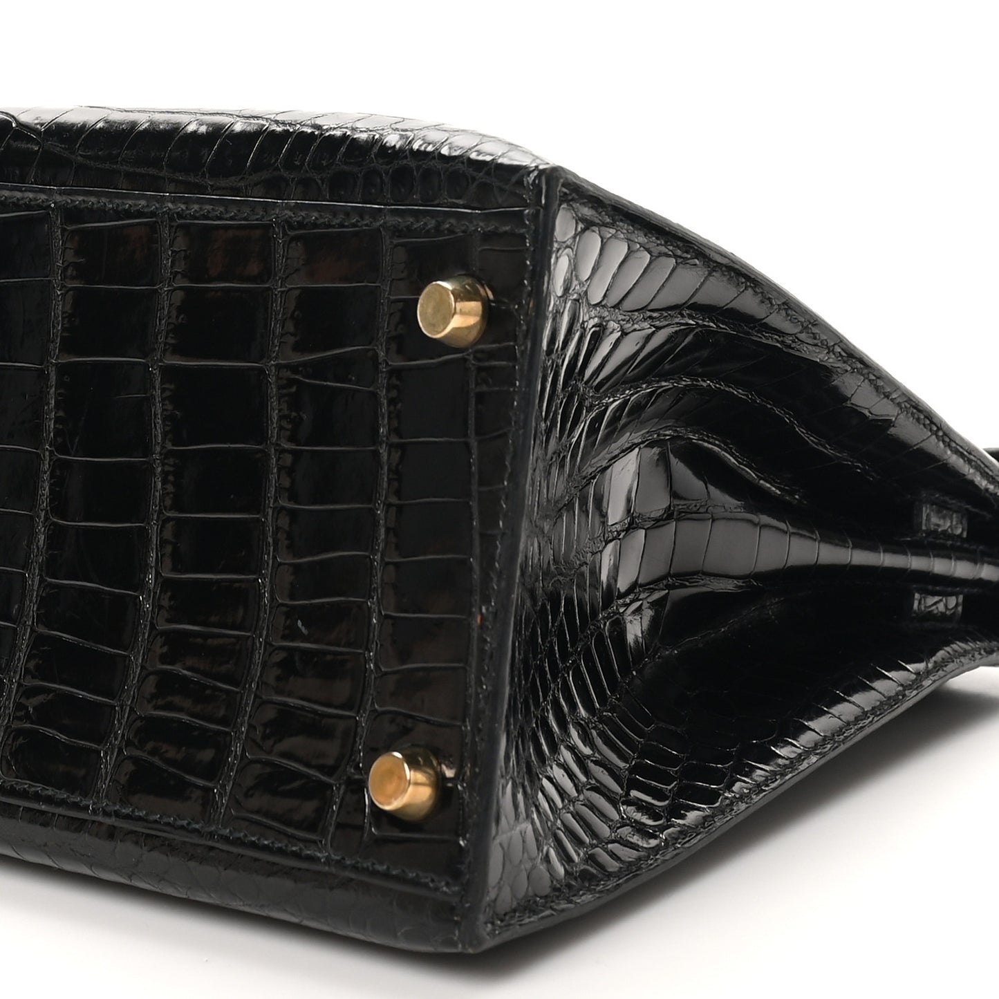 Shiny Porosus Crocodile Kelly Sellier 28 Black