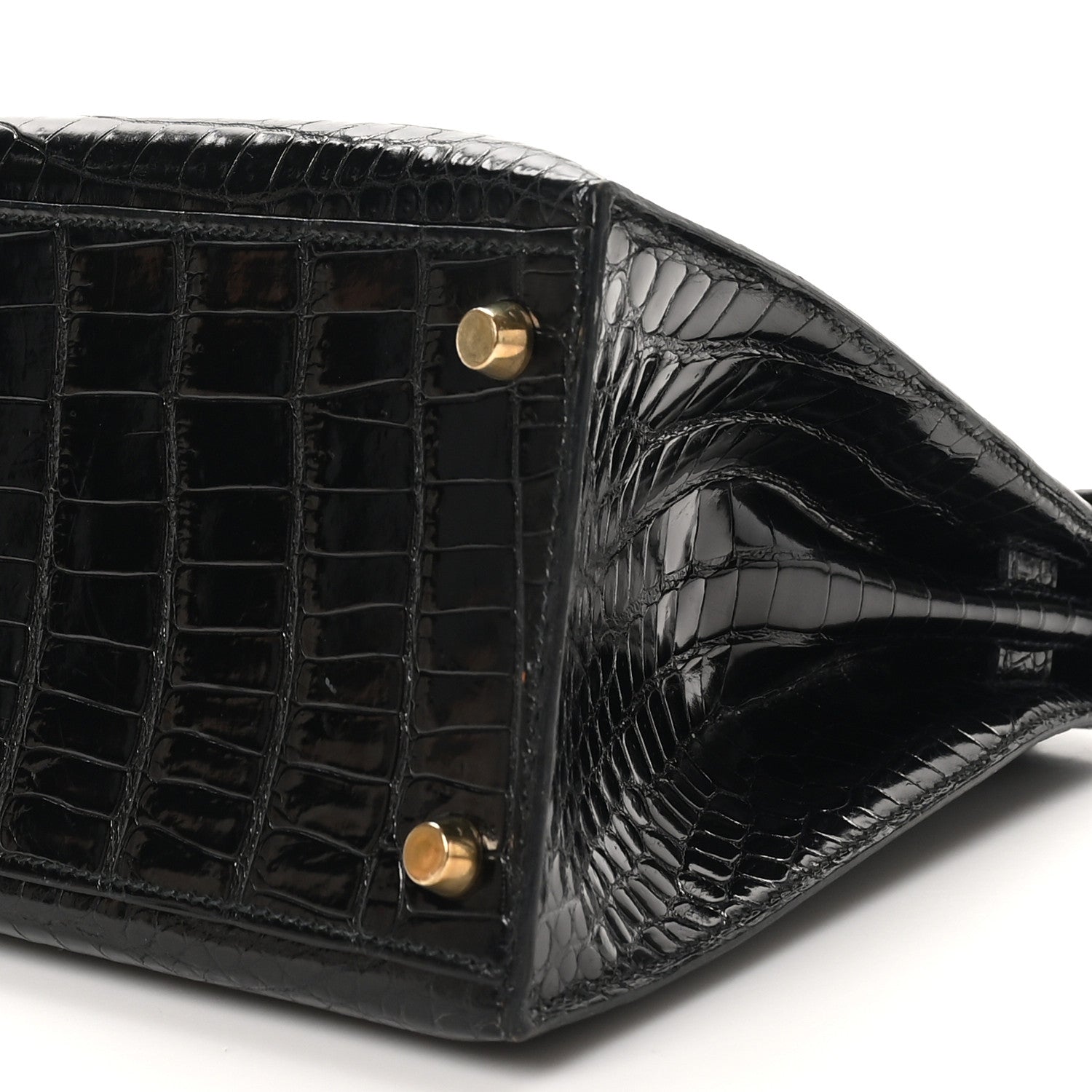 Hermes Shiny Porosus Crocodile Kelly Sellier 28 Black 10 of 10