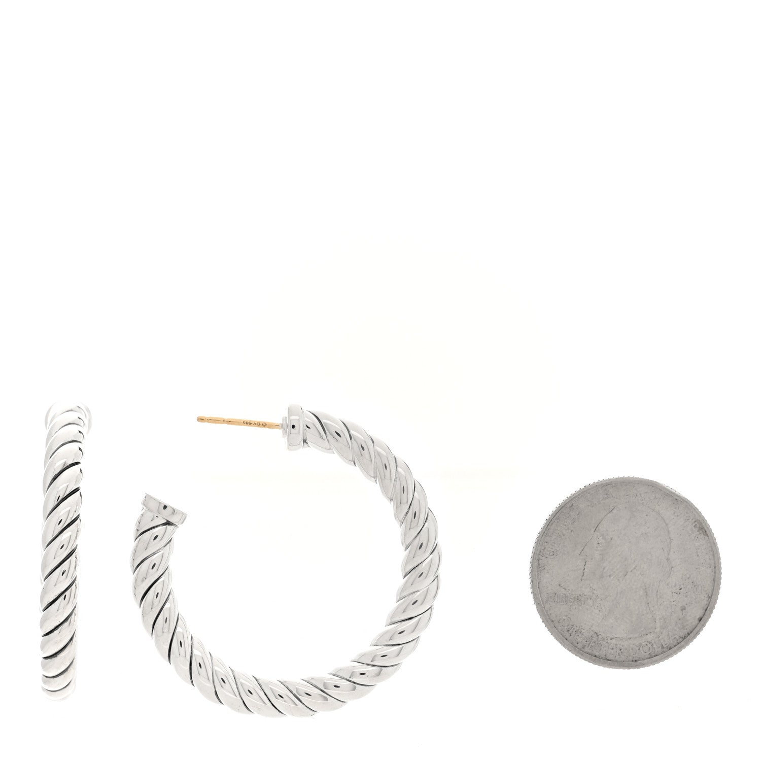 David Yurman Sterling Silver Sculpted Cable Hoop Earrings 2 of 5