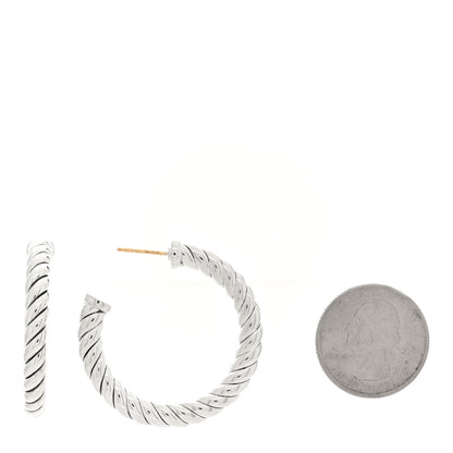 David Yurman Sterling Silver Sculpted Cable Hoop Earrings 2 of 5