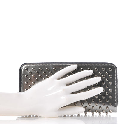 Christian Louboutin Metallic Specchio Panettone Spiked Zip Around Wallet Silver 2 of 9