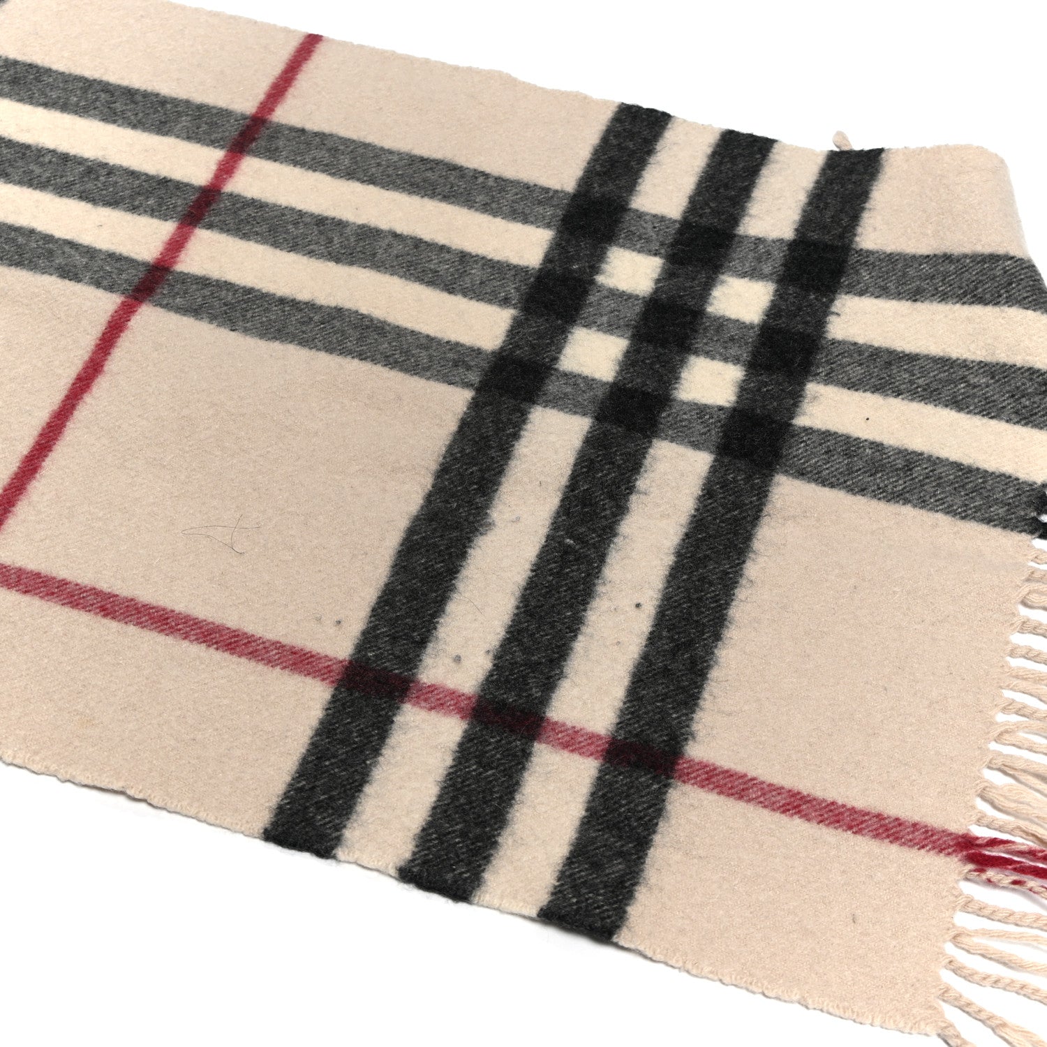 Burberry Cashmere House Check Fringe Scarf Ivory 4 of 5