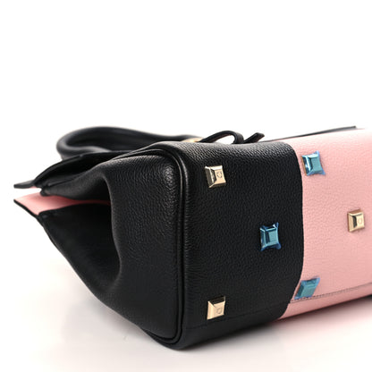 Salvatore Ferragamo Calfskin Studio Top Handle Bag Black Pink 8 of 9