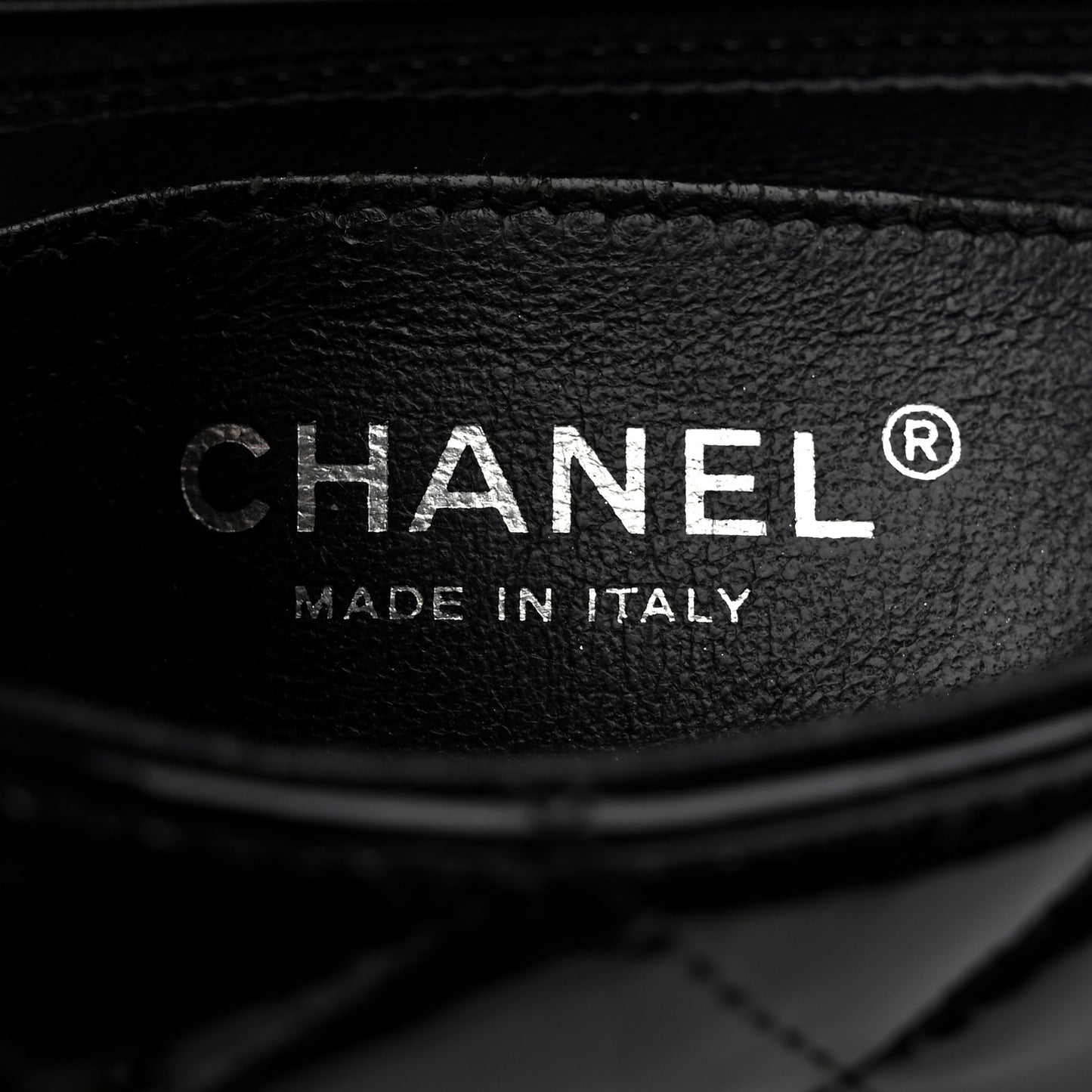 Patent Calfskin Quilted Mini Rectangular Flap Black