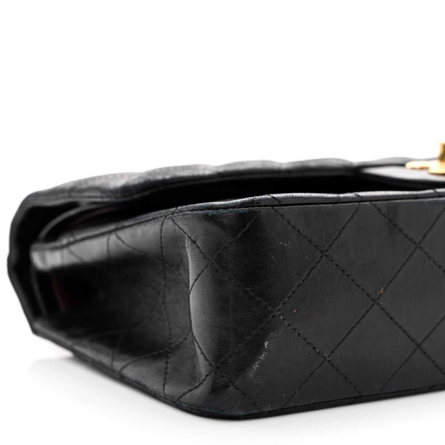 Lambskin Quilted Medium Double Flap Black