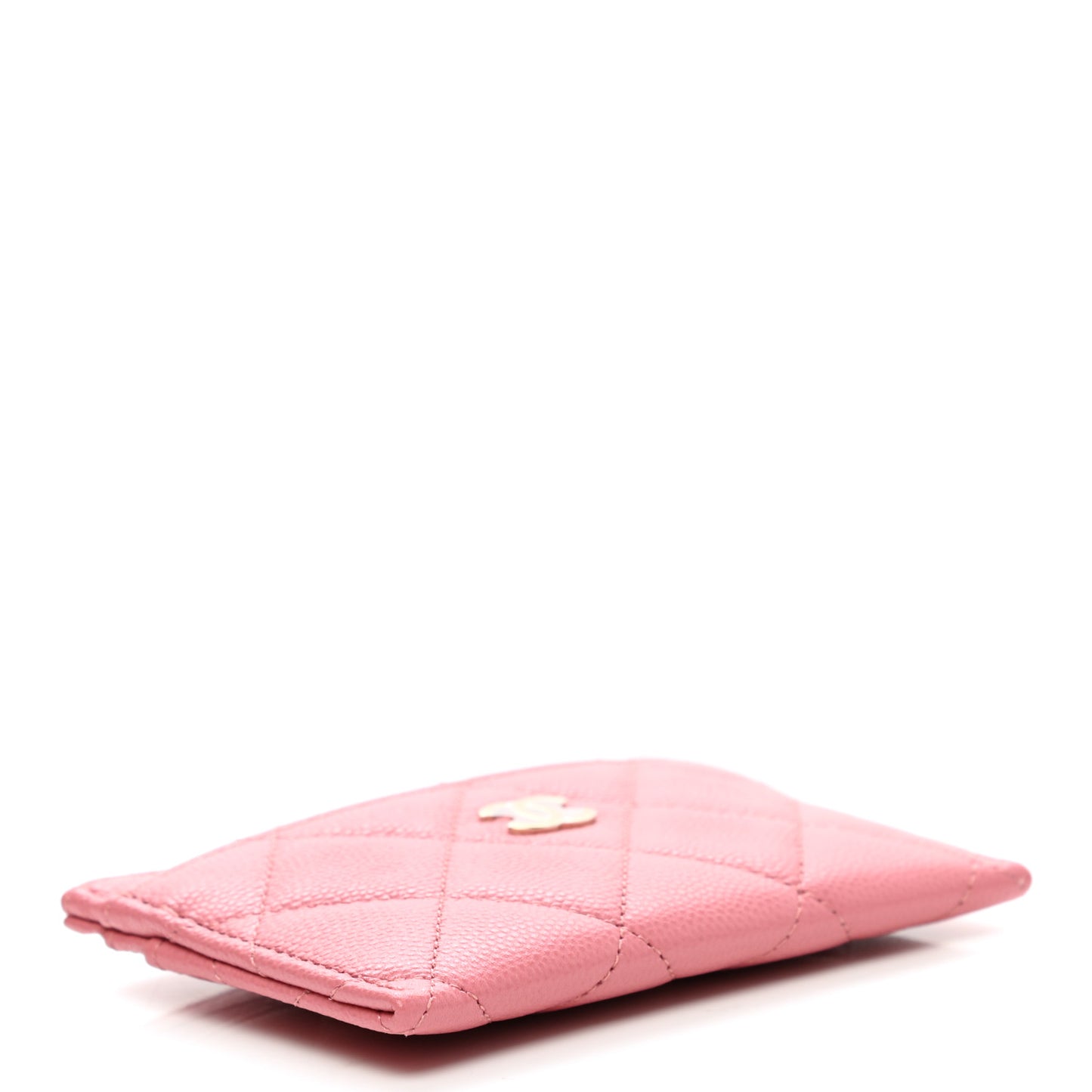 Caviar Quilted Card Holder Dark Pink