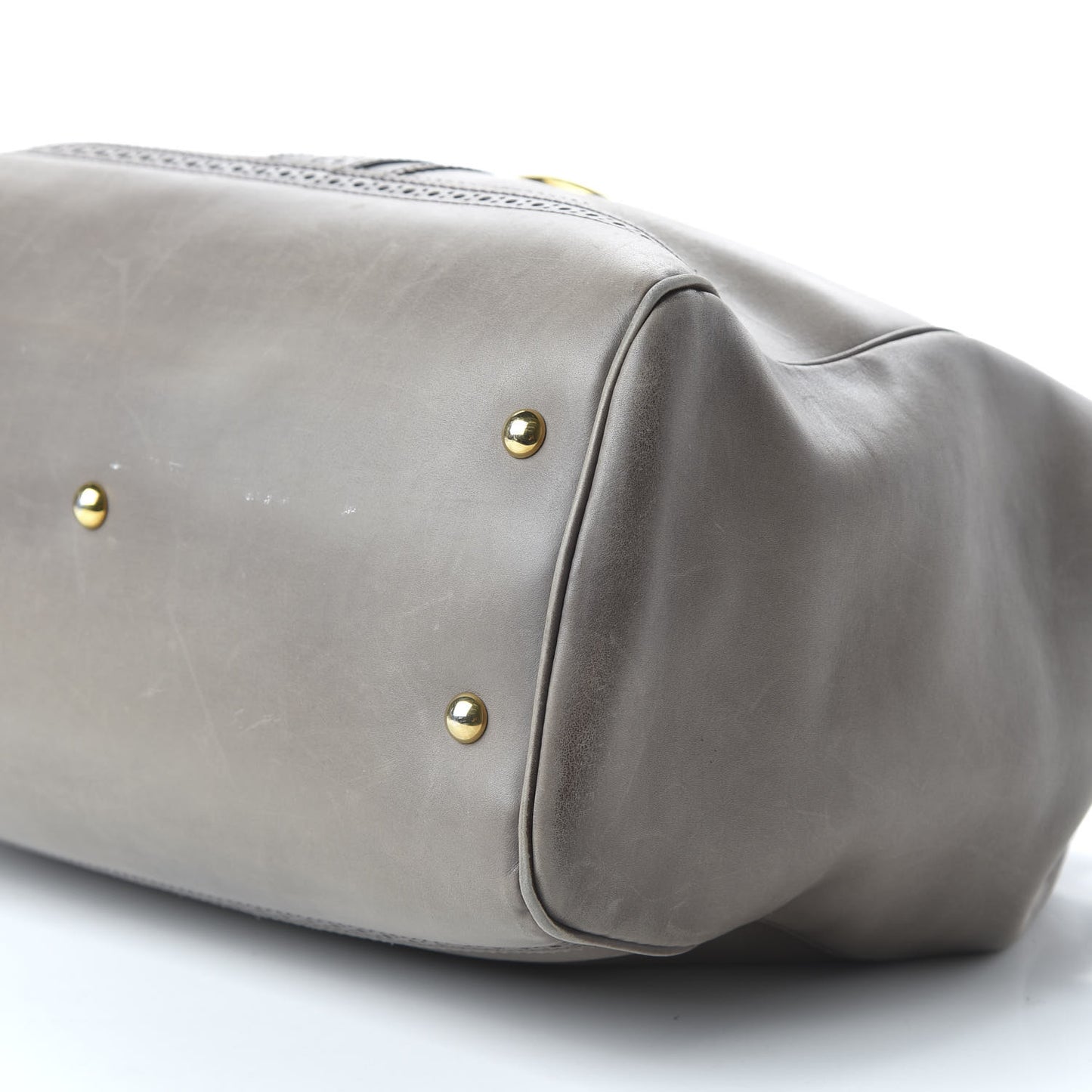 Calfskin Duilio Brogue Top Handle Bag Grey