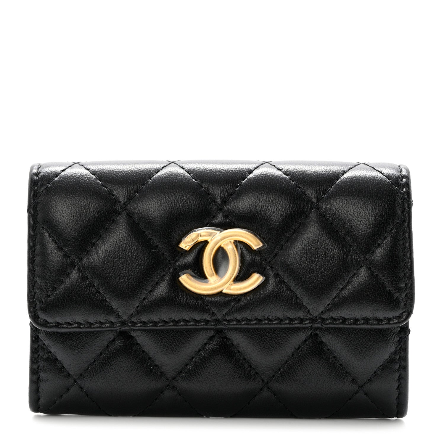 Chanel Lambskin Quilted Flap Card Holder Black 1 of 9