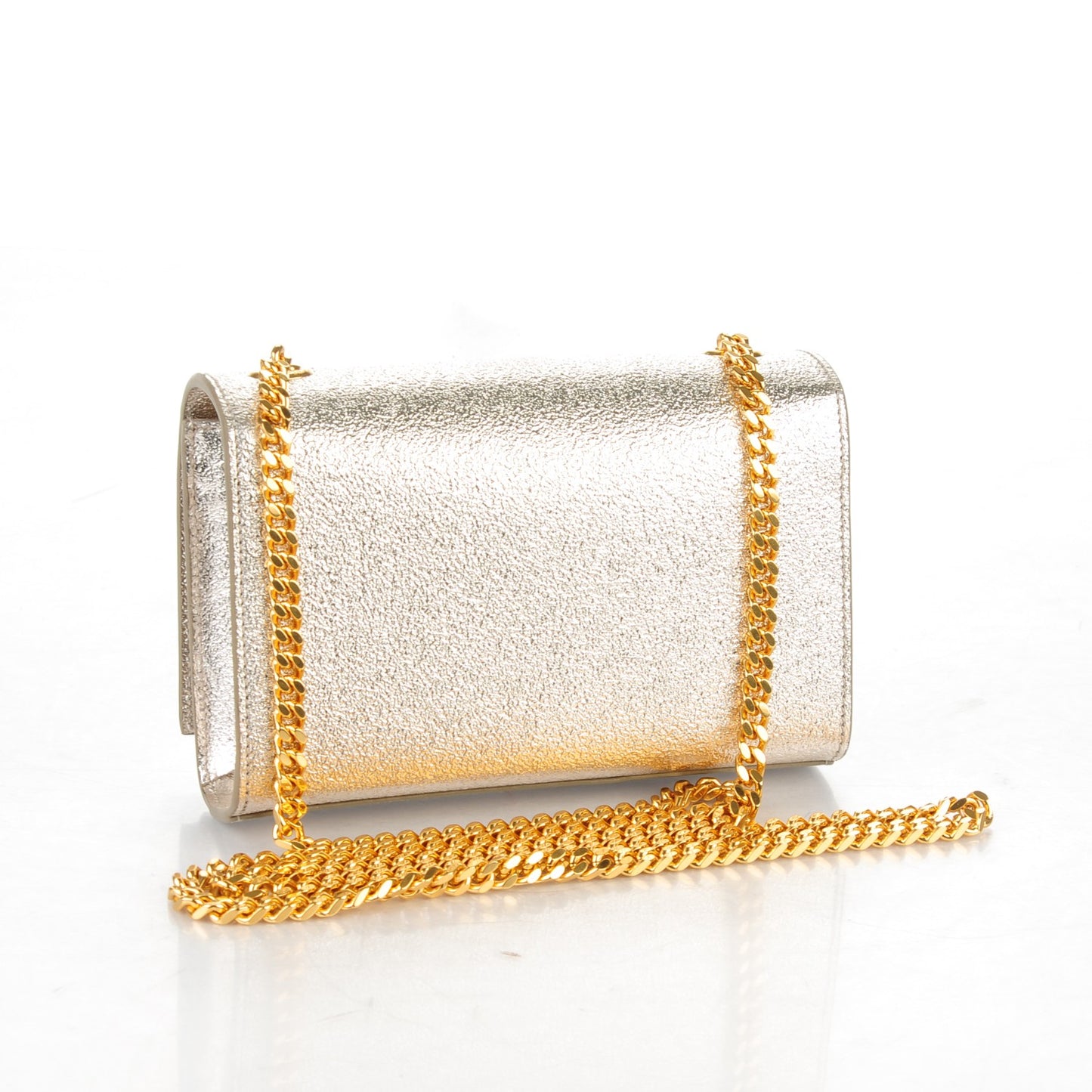Metallic Calfskin Small Classic Monogram Kate Satchel Pale Gold
