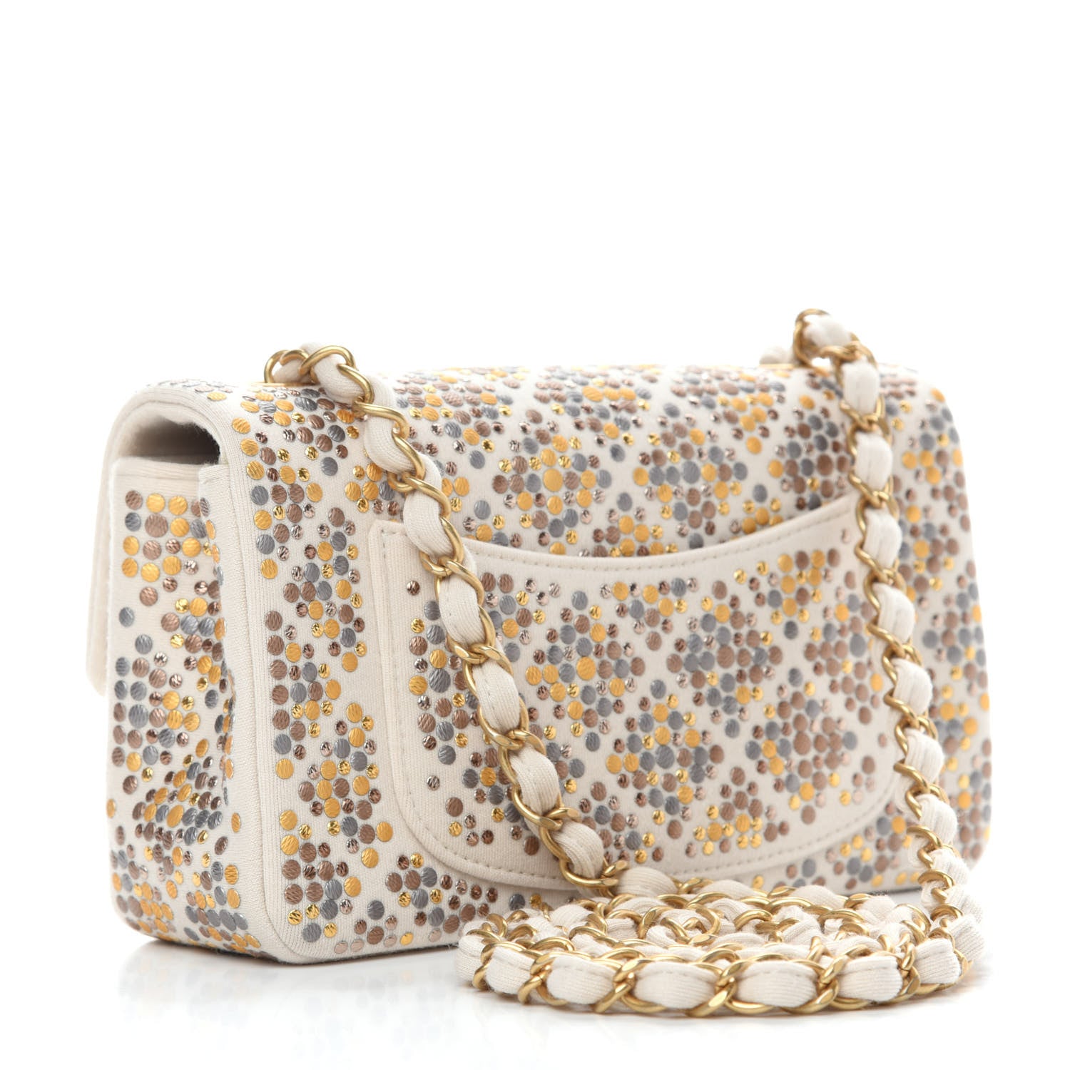 Chanel Jersey Embellished Mini Flap Ivory 3 of 10