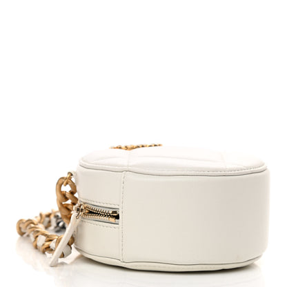 Chanel Shiny Goatskin Quilted Chanel 19 Round Clutch With Chain White 4 of 11