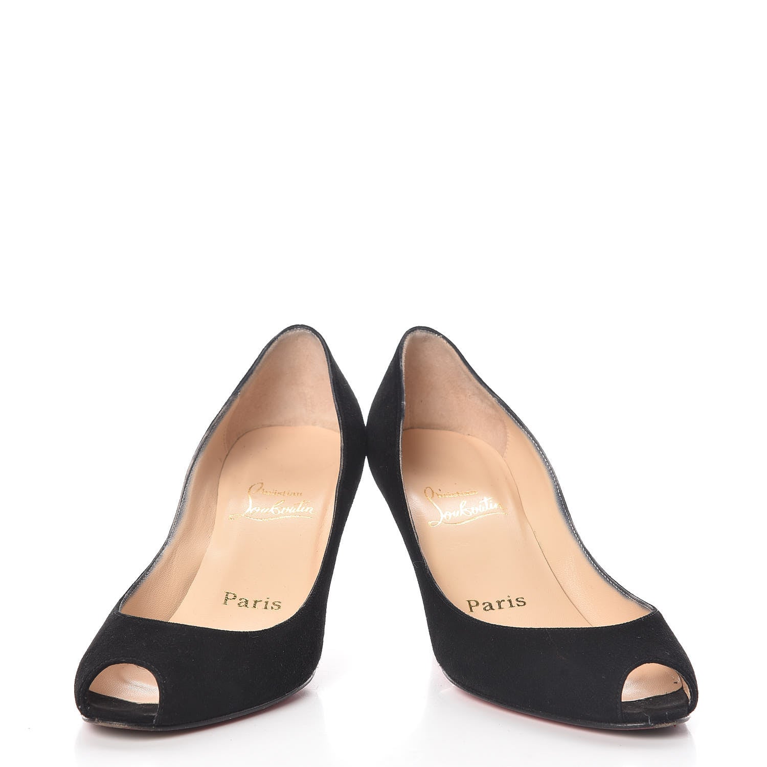 Christian Louboutin Suede Peep Toe Pumps 36 Black 5 of 10