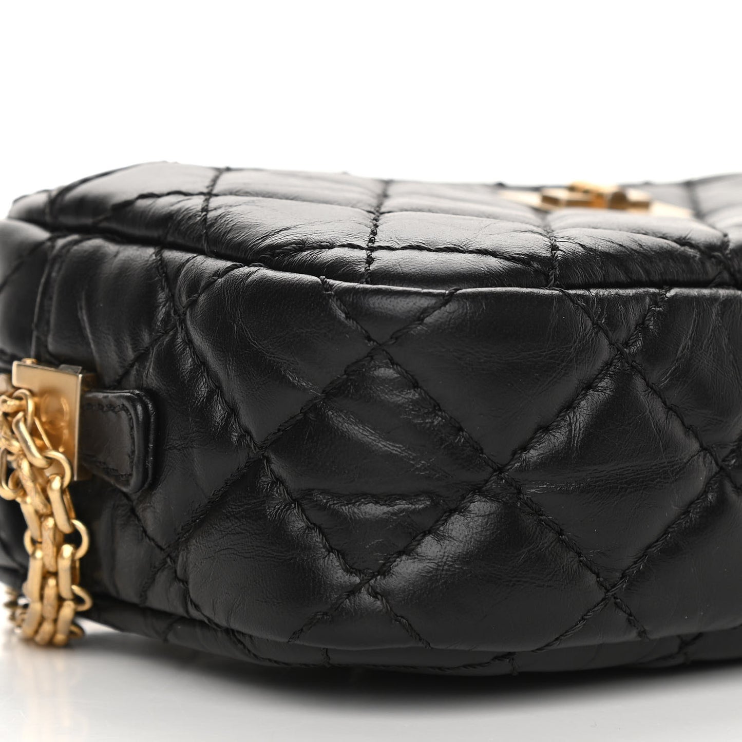 Aged Calfskin Quilted Mini Reissue Camera Case Black