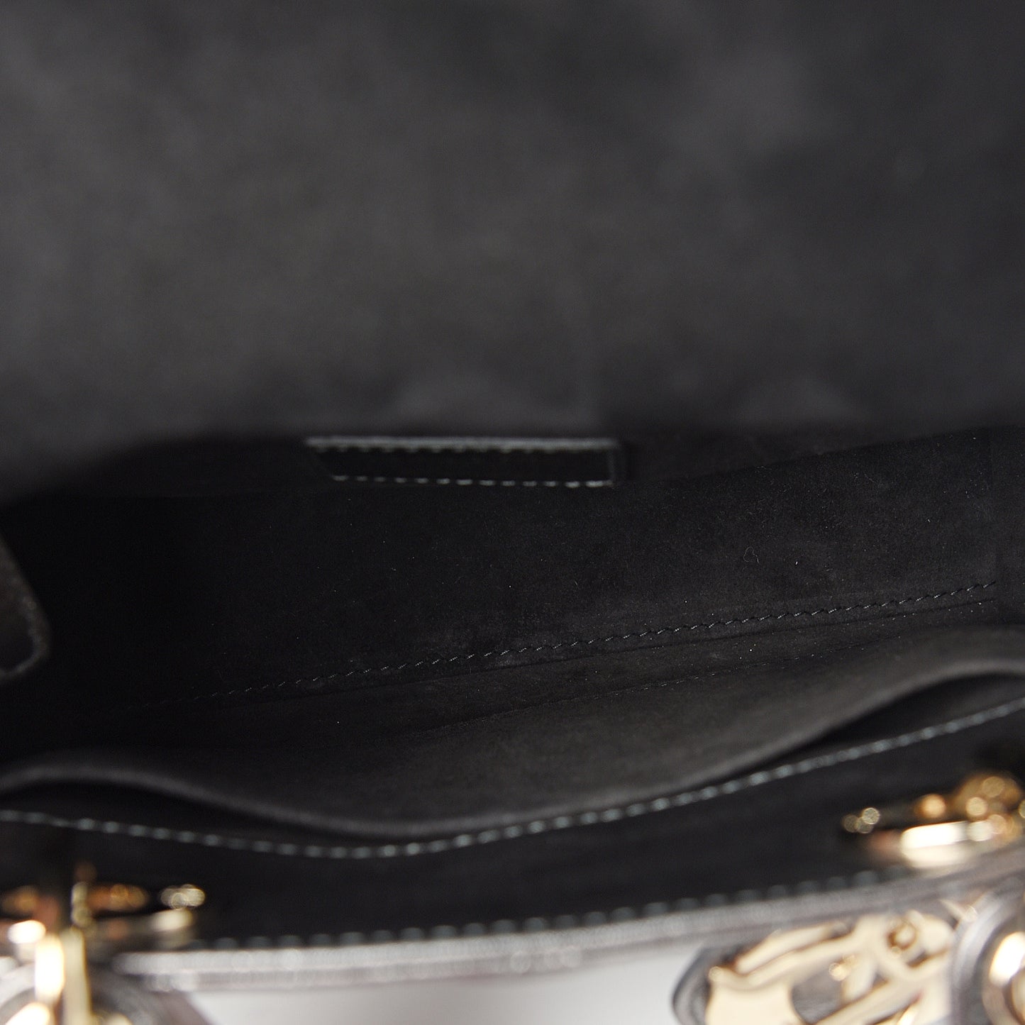 Metallic Grained Calfskin Cannage Small Lady Dior Gunmetal