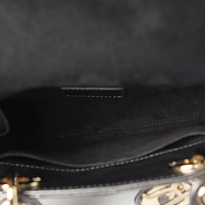 Christian Dior Metallic Grained Calfskin Cannage Small Lady Dior Gunmetal 4 of 10