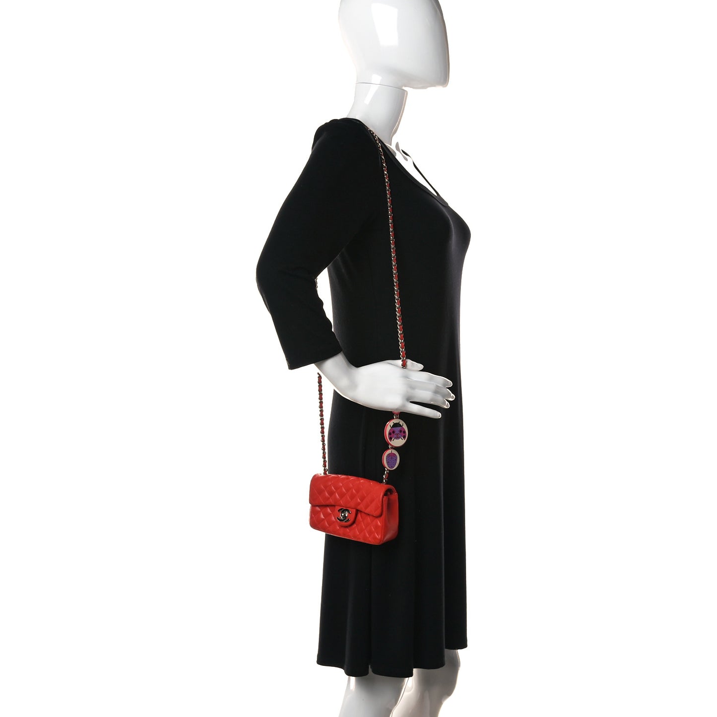 Lambskin Quilted Ladybug Extra Mini Flap Red