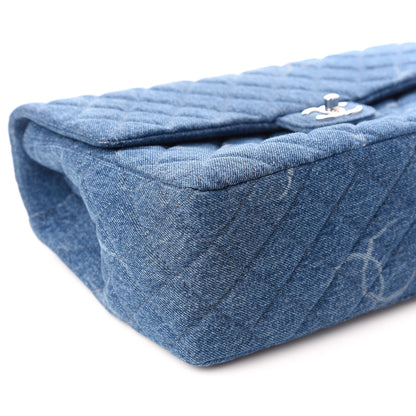 Chanel Denim Quilted CC Print Jumbo Single Flap Blue 9 of 10