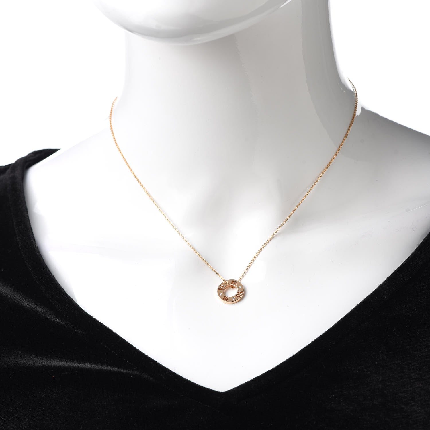 Tiffany 18K Rose Gold Diamond Atlas Pierced Pendant Necklace 2 of 6