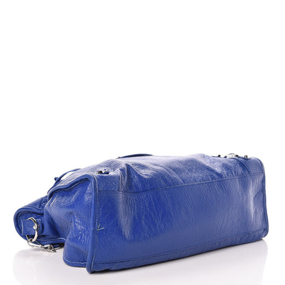 Balenciaga Agneau Classic Silver Hardware City Logo Strap Bleu Electric Black 4 of 15