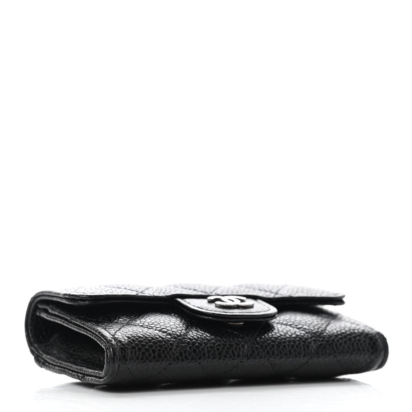 Caviar Quilted Flap Card Holder Black