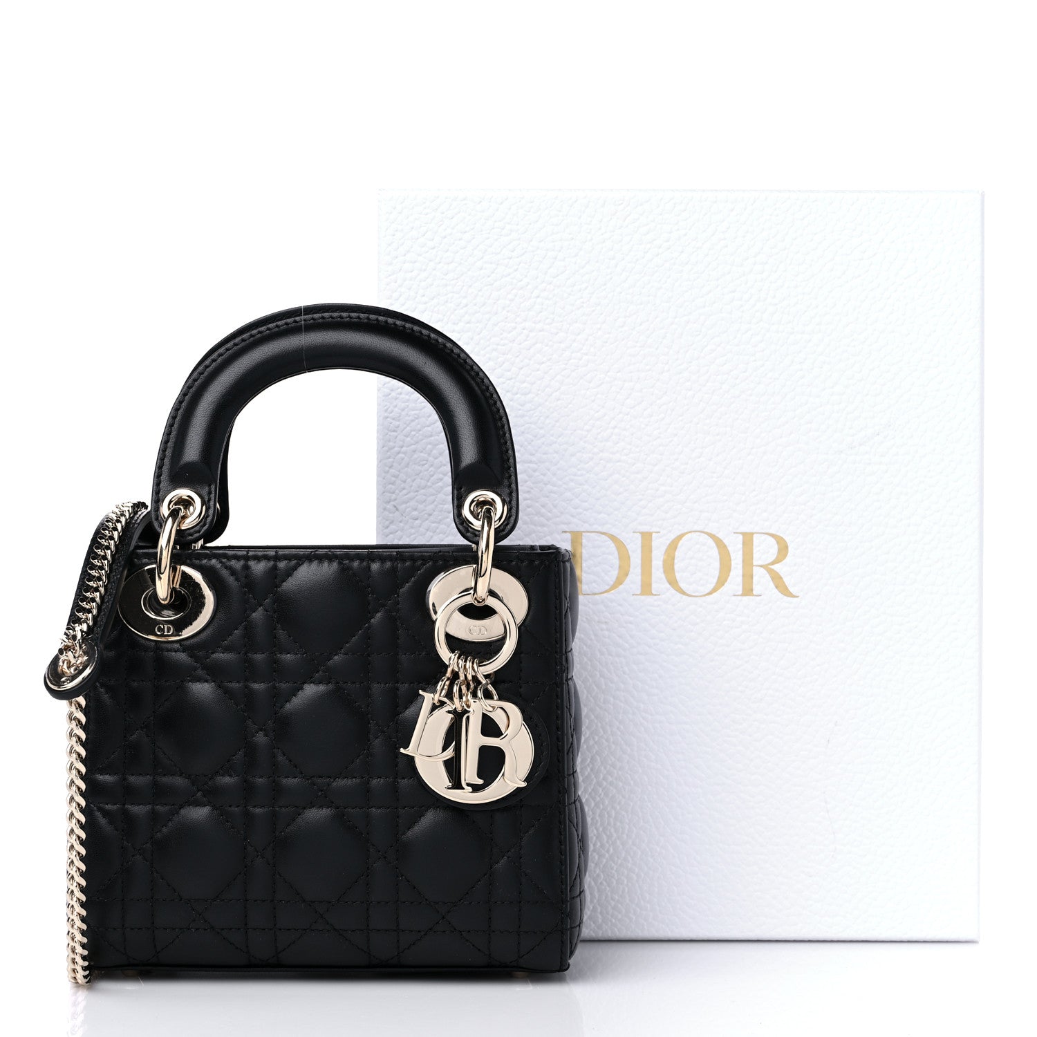 Christian Dior Lambskin Cannage Mini Lady Dior Black 10 of 10