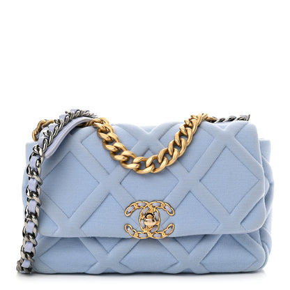 Chanel Jersey Lambskin Quilted Medium Chanel 19 Flap Light Blue 1 of 12