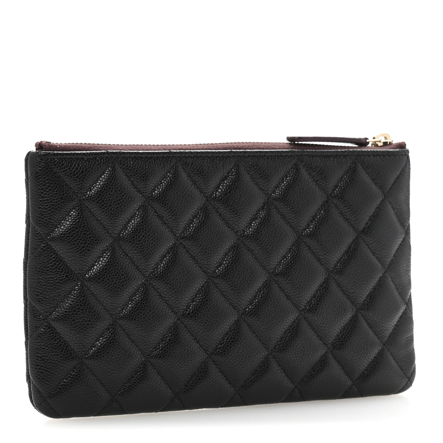 Caviar Quilted Small Zipped Pouch Black