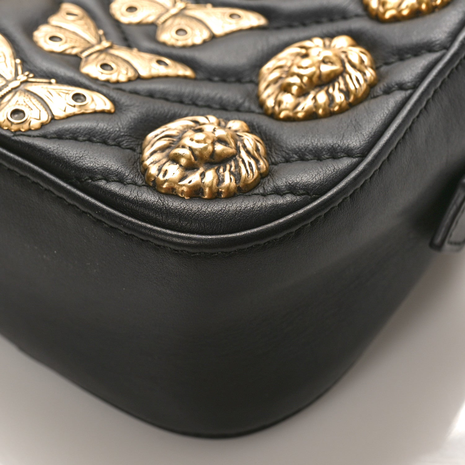 Gucci Calfskin Matelasse Animal Studs Small GG Marmont Chain Shoulder Bag Black 8 of 8
