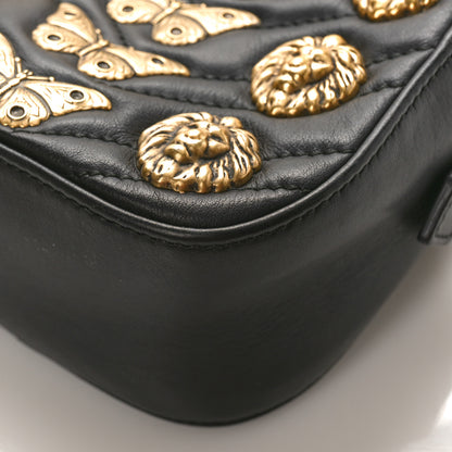 Gucci Calfskin Matelasse Animal Studs Small GG Marmont Chain Shoulder Bag Black 8 of 8