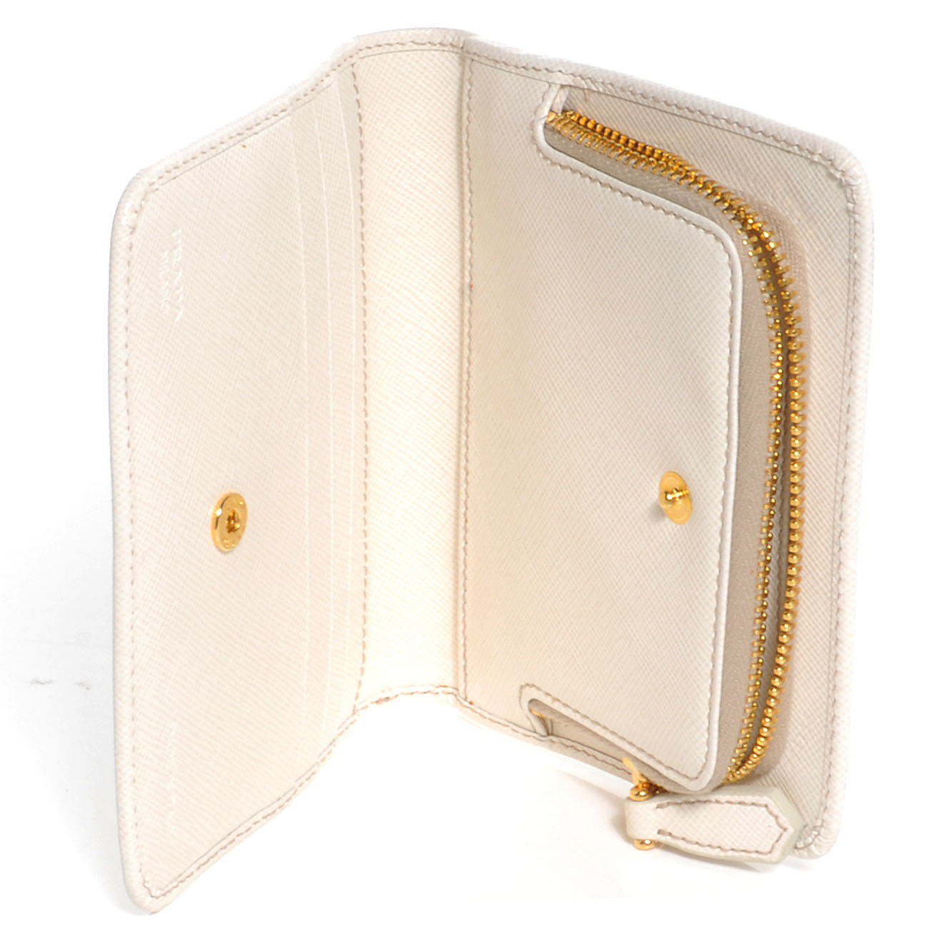 Prada Saffiano Metal Zip Wallet Bianco 6 of 9