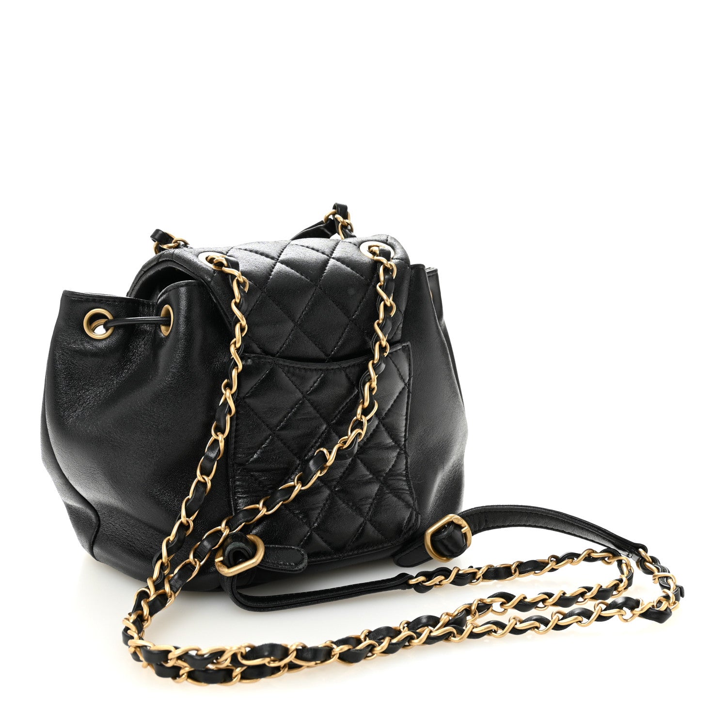 Chanel Lambskin Quilted Daily Friend Drawstring Backpack Black 3 of 10