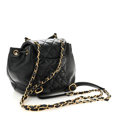 Chanel Lambskin Quilted Daily Friend Drawstring Backpack Black 3 of 10