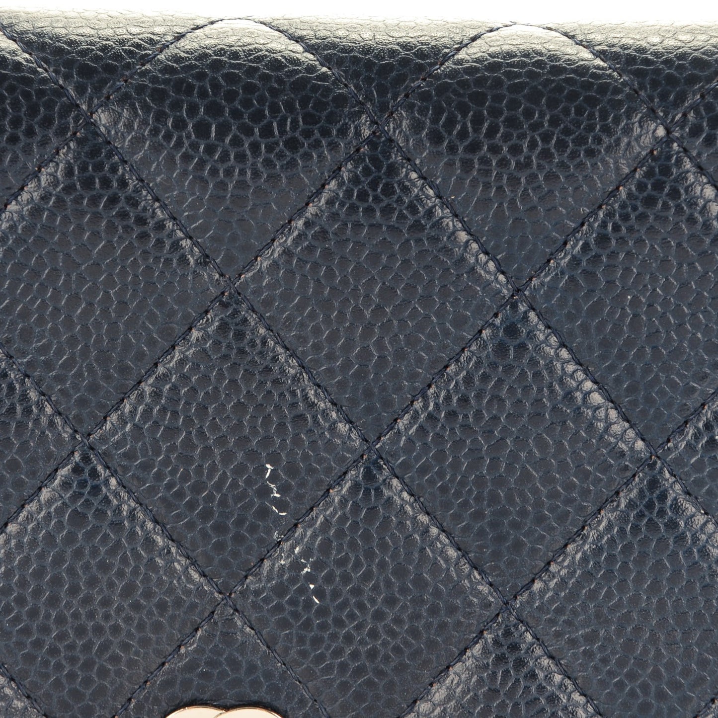 Caviar Quilted Wallet On Chain WOC Navy Blue