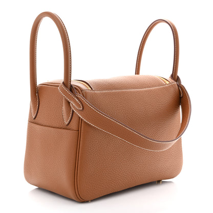 Hermes Taurillon Clemence Lindy 26 Gold 3 of 15