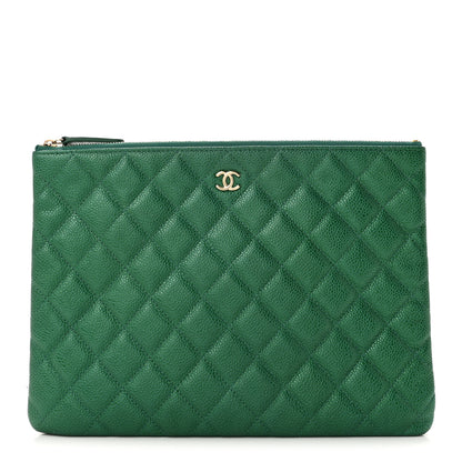 Chanel Metallic Caviar Quilted Medium Cosmetic Case Green 1 of 8