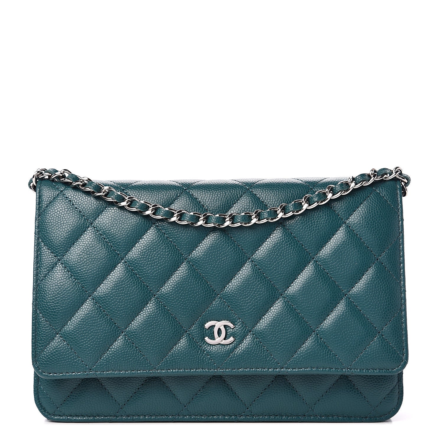 Chanel Caviar Quilted Wallet On Chain WOC Dark Turquoise 1 of 11
